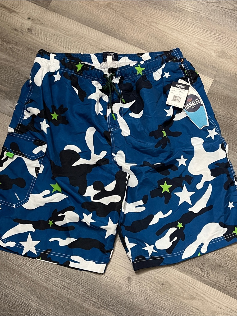 Hanalei Men’s Blue Camo Star Swim Trunks